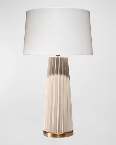 Jamie Young Pleated Table Lamp In Cream, Antique Brass Metal