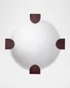 Jamie Young Quadrant Leather Round Wall Mirror In Brown