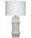 Jamie Young Rail Polyresin Table Lamp With Linen Shade, White In Gray