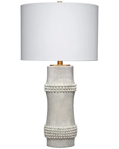 Jamie Young Rail Polyresin Table Lamp With Linen Shade, White In Gray