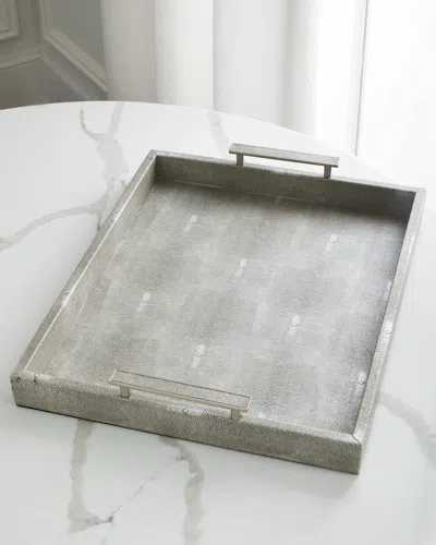 Jamie Young Rectangle Faux Shagreen Tray In Gray