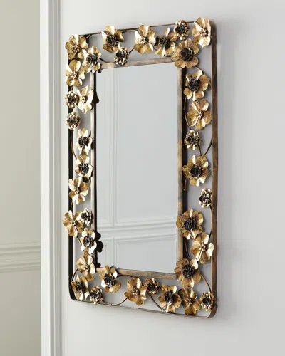 Jamie Young Rectangle Floral Mirror In Gold