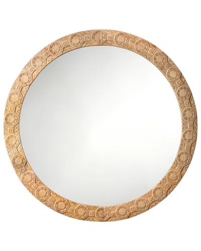 Jamie Young Relief Wood Carved Round Wall Mirror