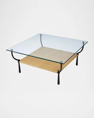 Jamie Young Renzo Glass & Leather Coffee Table In Multi
