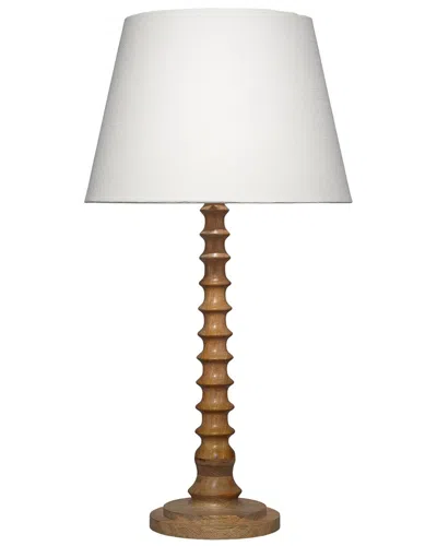 Jamie Young Revolution Wood Table Lamp With Linen Shade In Brown