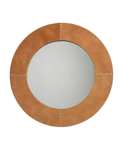 Jamie Young Round Cross Stitch Mirror In Brown