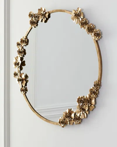 Jamie Young Round Floral Mirror In Gold