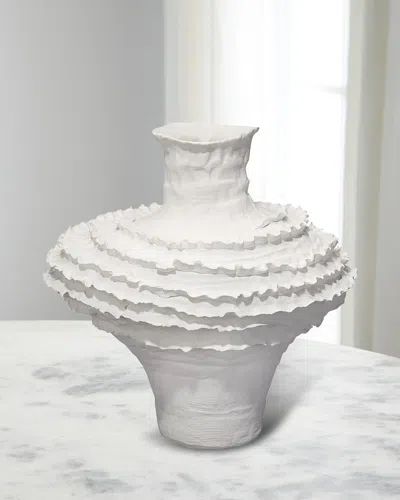Jamie Young Ruffle Vase, 15" In White