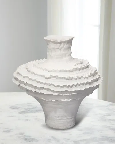 Jamie Young Ruffle Ceramic Decorative Vase In White