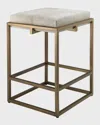 Jamie Young Shelby Hair Hide Counter Stool In White