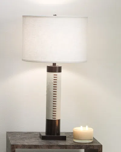 Jamie Young Sheridan Table Lamp In White Hide &amp; Oil Rubbed Bronze Metal