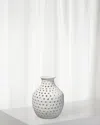 Jamie Young Small Porous Vase In Matte White Ceramic