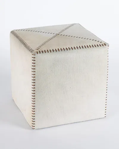 JAMIE YOUNG SMALL WHITE HAIRHIDE OTTOMAN,PROD104620121