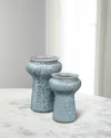 Jamie Young Set Of 2 Snorkel Vases In Blue Reactive Glaze