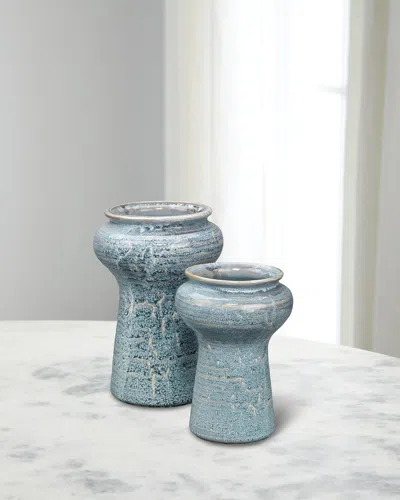 Jamie Young Set Of 2 Snorkel Vases In Blue