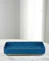Jamie Young Utopia Footed Decorative Raffia Tray In Blue