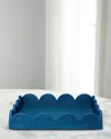 Jamie Young Wonderland Scalloped Small Decorative Raffia Tray In Blue