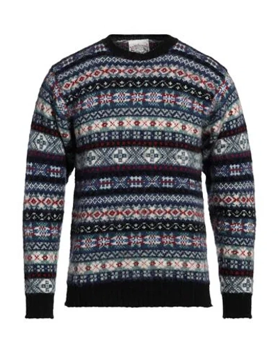 Jamieson's Man Sweater Black Size M Wool In Multi