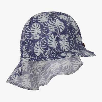 Jamiks Babies' Boys Blue Cotton Leaf Print Sun Hat