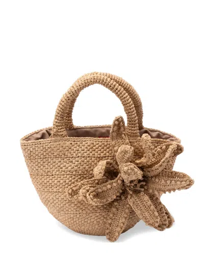 JAMIN PUECH FOLIA FLORAL-APPLIQUÉ RAFFIA TOTE BAG