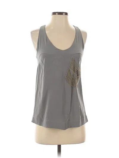 Pre-owned Jamison Sleeveless Silk Top Gray Halter Neckline Tops