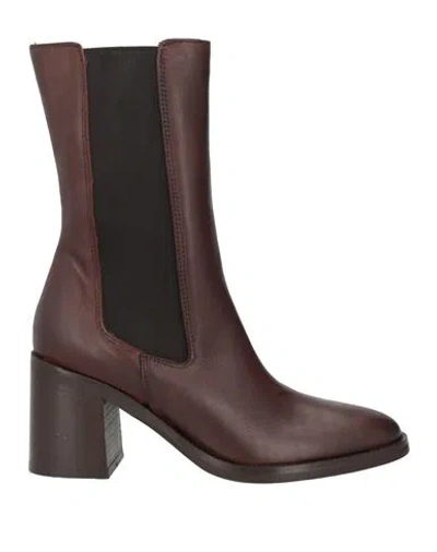 Jampo Woman Ankle Boots Dark Brown Size 10 Calfskin