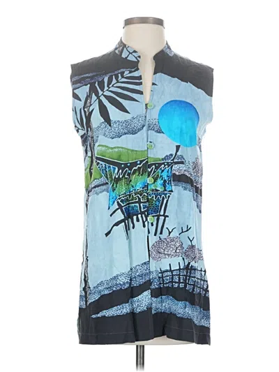 Pre-owned Jams World Sleeveless Button Down Shirt In Blue