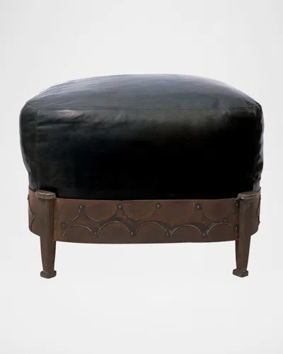 Jan Barboglio Nelson Leather Ottoman In Black