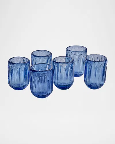 Jan Barboglio Pequenas Acanaladas Votives, Set Of 6 In Blue