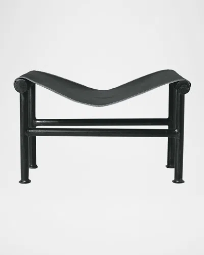 Jan Barboglio Saddle Leather Sling Stool In Black