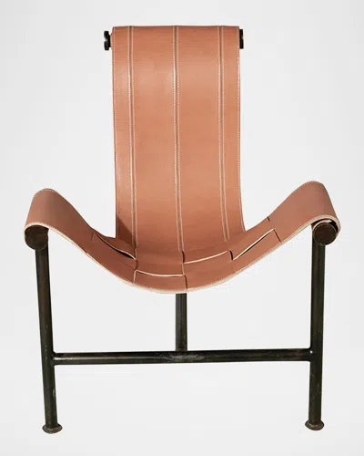 Jan Barboglio Silla Trenzada Leather Saddle Sling Chair In Brown