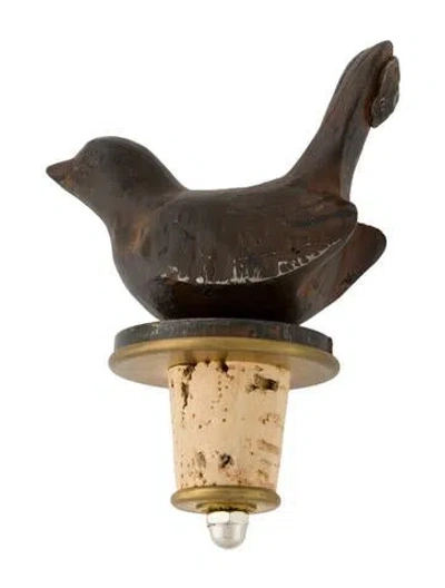 Pre-owned Jan Barboglio Wrought Iron Bird Shaped Decanter Lid In Brown