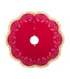 Jan Constantine Rose Embroidered Tree Skirt In Red