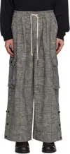 Jan-jan Van Essche Black & White O-project Block Stripe Cloth Easy Cargo Pants In Black And White