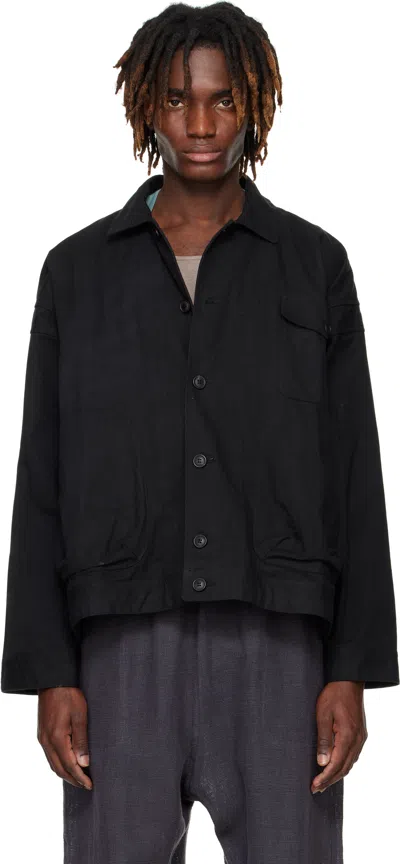 Jan-jan Van Essche Black O-project Canvas Jacket In Off-black