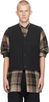 Jan-jan Van Essche Black O-project Dense Twill Body Warmer Vest In Black