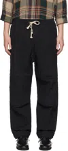 Jan-jan Van Essche Black O-project Dense Twill Wide Knee Trousers In Black