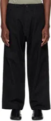Jan-jan Van Essche Black O-project Paraffin Coated Cloth Jeans In Off-black