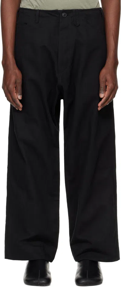 Jan-jan Van Essche Black O-project Paraffin Coated Cloth Jeans In Off-black