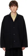Jan-jan Van Essche Black O-project Teddy Wool Twill Blazer In Black