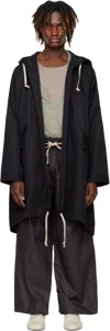 Jan-jan Van Essche Black O-project Ventile Gabardine Parka Coat In Black