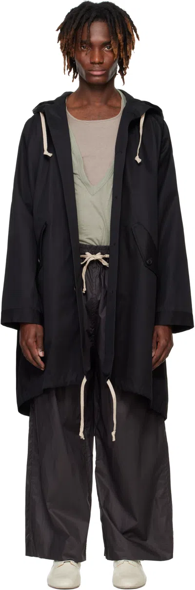Jan-jan Van Essche Black O-project Ventile Gabardine Parka Coat