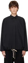 Jan-jan Van Essche Black O-project Wrinkled Poplin Popover Shirt In Black