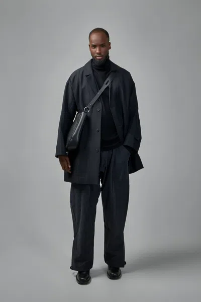 Jan-jan Van Essche Coat#33 Linen Wool Twill In Black