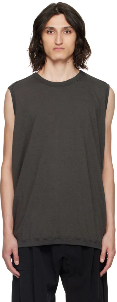 Jan-jan Van Essche Grey Crewneck Tank Top In Off-black