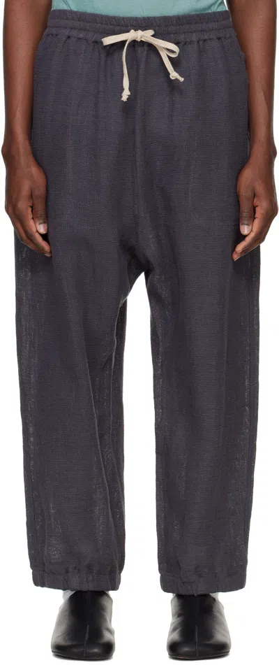 Jan-jan Van Essche Gray O-project Mesh Cloth Woven Sweatpants In Anthracite