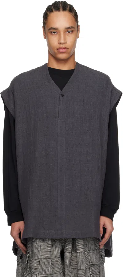 Jan-jan Van Essche Gray O-project Panama Mesh Cloth Vest In Anthracite