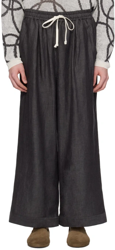 Jan-jan Van Essche Gray O-project Trousers In Black & Dk Grey