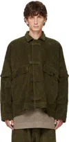 Jan-jan Van Essche Green O-project Wide Wale Corduroy Jacket In Army Green