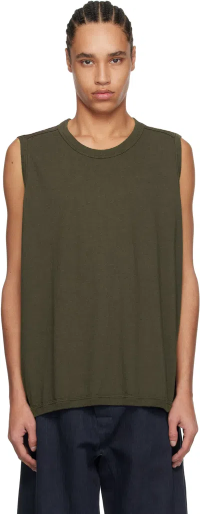 Jan-jan Van Essche Khaki O-project Cotton Hemp Jersey Tank Top In Green Grey